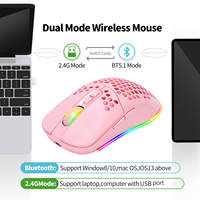 Souris sans fil double mode BT 5.0 2.4G, 3 DPI réglables, 7 boutons, rétroéclairage RVB, ergonomique, rechargeable, coque en nid d'abeille, pour jeux
