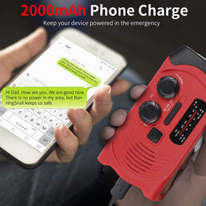 Radio d'urgence <span class=keywords><strong>2000</strong></span> mAh avec lumières, radio solaire portable rechargeable AM/FM pour voyages en extérieur avec lampe de poche - Product Image 3