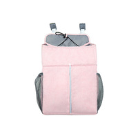 Sac de rangement suspendu multifonctionnel en lin pour berceau de bébé, pochette pour couches et lingettes, organisateur de chevet, essentiels pour nouveau-nés