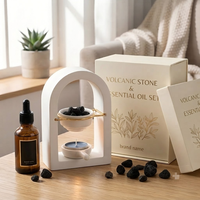 Diffuseur d'huiles essentielles de luxe en pierre volcanique, ensemble cadeau, brûleur de parfums en pierre de plâtre avec boîte personnalisée
