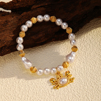 Bracelet élastique en perles d'acrylique et coquillages, style plage estival, en acier inoxydable plaqué or avec breloques