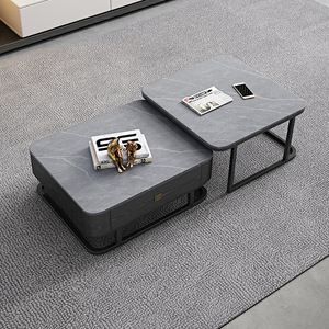 Offerte Scontate Tavolino <span class=keywords><strong>da</strong></span> Caffè Moderno Minimalista Componibile con Base in Acciaio al Carbonio per Soggiorno con Vano Portaoggetti - Product Image 2