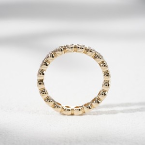 Bague de mariage empilable en or jaune massif 10K avec diamants ronds sertis clos, bague éternité complète, bijoux fins pour femme, anniversaire - Product Image 2