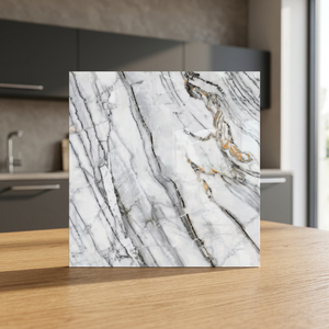 Fantasy White Marble Effect Porcelain Tiles for Residential Flooring Glossy 600x600mm Ceramic - Product Image 3