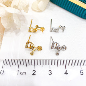 Accesorios de Plata S925 para DIY, Bandeja Vacía para Perlas, Pendientes Estilo Nota con Cuentas de 7-8mm, Joyería 21246 - Product Image 4
