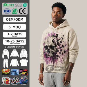 Sudaderas con capucha personalizadas al por mayor, 500GSM, de corte holgado, estilo urbano para hombre, con lavado ácido vintage, sudadera con capucha lisa, OEM - Product Image 1