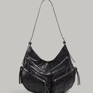 New Fashion Vintage Single <b>Strap</b> ZIP PU Leather Large Capacity Women's <b>Shoulder</b> Bag High Quality Chains Polyester Tanjing - Product Image 1