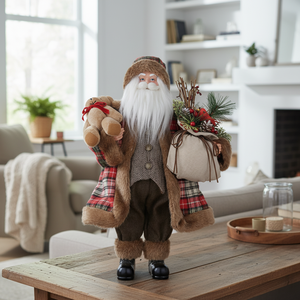 Nouveau modèle 2026 Babbo Natale 90 cm Toiles de fond haut de gamme Beige Ornements de Noël d'extérieur en velours - Product Image 1