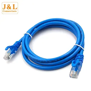 Kabel Jaringan Berkualitas Tinggi Jumper Dalam Ruangan Ethernet Biru Tanpa Kabel Koneksi Cat6 Layar