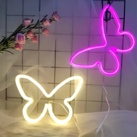 Fabricant direct, nouvelles lumières LED papillon néon, lumière décorative créative pour chambre à coucher, pour la Saint-Valentin, blanc chaud, IP20
