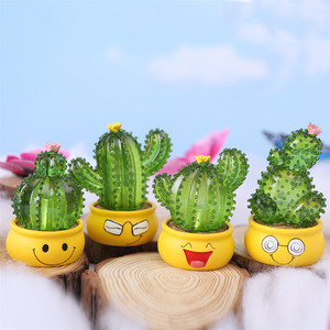 Mini figurine LED <span class=keywords><strong>Cactus</strong></span> vert lumineux, boîte mystère, pour ornement de succulente à motif facial, accessoires de bureau pour écran d'ordinateur - Product Image 5