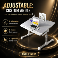 Table pour ordinateur portable réglable en hauteur avec pieds antidérapants robustes pour étudiants et adultes à domicile - Conception de cadre durable et robuste
