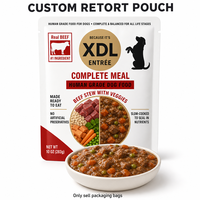 Sachet Doypack à haute barrière, personnalisable avec marque privée, en aluminium, stérilisable, pour aliments humides pour poulets et chiots, conforme FDA