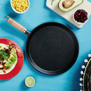 <strong>How</strong> <strong>to</strong> Use Cast Iron Griddle Pan 20/23/26cm Pre Seasoned Smooth Tortilla Skillet for Dosa Crepe Eggs - Product Image 1