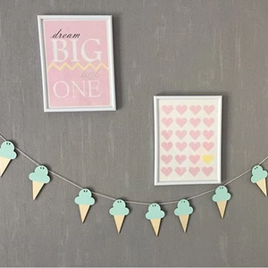 Personnalisé Style nordique crème glacée <span class=keywords><strong>copeaux</strong></span> <span class=keywords><strong>de</strong></span> <span class=keywords><strong>bois</strong></span> suspendus décoration bébé lit bricolage rideau chambre d'enfants doux décoration fête - Product Image 4