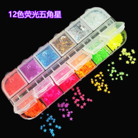 Fluorescence holographique brillante lueur dans la couleur sombre papillon coeur étoile à cinq branches anglais lettre forme Nail Art paillettes