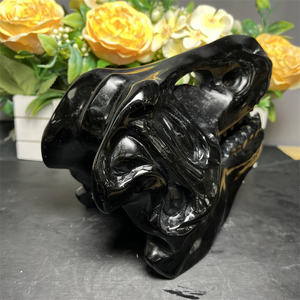 <span class=keywords><strong>Teschi</strong></span> di dinosauro ossidiana di nuovo Design con testa di ossidiana di cristallo naturale artigianato nero <span class=keywords><strong>teschi</strong></span> di dinosauro per la decorazione - Product Image 4