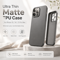 Casing HP Ultra Tipis Matte TPU Warna Polos Kustomisasi Pabrik untuk 15/14/13 Pro Max, Perlindungan 360, Sentuhan Lembut