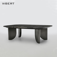 WBERT Table basse nordique en bois massif avec thé en marbre Design extraterrestre créatif Lumière italienne Luxe Style moderne Maison Réunion Ciment