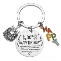 Porte-clés de luxe en acier inoxydable avec numéro 16 18 20 21 25 30 50 90, porte-clés en métal pour anniversaire, charme de bougie de gâteau joyeux anniversaire, souvenirs, cadeau