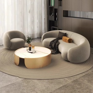 Sofá Curvo de Forma Irregular para Apartamentos Pequeños, Sala de Transmisión en Vivo Estilo Nórdico, Salón de Belleza, Sala de Estar y Áreas de Descanso - Product Image 4