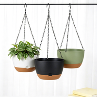 Pot Gantung Plastik Self-Watering dengan Lubang Drainase, Set Ringan dan Tahan Lama