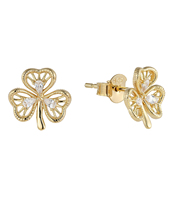 Parure de bijoux élégante en laiton ZG, collier pendentif trèfle à trois feuilles creux et zircones, boucles d'oreilles clous