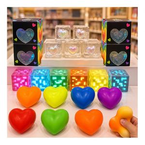OEM Glow in Dark Maltose Heart Cube Stress Ball Soft Squeeze <b>Toy</b> Slow Rebound Sensory Fidget <b>Desk</b> Gift Distributor - Product Image 4