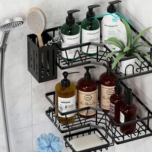 3 Pack Self Adhesive Black Coated <b>Bathroom</b> Shower <b>Corner</b> Caddy Wall Storage Organizer Rack Shelf Metal for <b>Bathroom</b> - Product Image 5