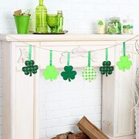 Guirlande de décoration transfrontalière en feutre polyester à motif à carreaux et trèfle, pour le Carnaval de la Saint-Patrick et les fêtes