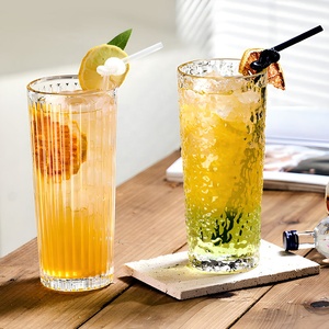 Grand verre à cocktail Mojito à rayures, gobelet à soda, verre à jus transparent à grande capacité, verres Highball côtelés pour bar - Product Image 2