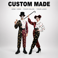 Ensemble de costumes de couple Joker Clown pour Halloween, sur mesure, OEM, ODM, vente en gros, logo, couleur et taille personnalisés