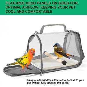 <span class=keywords><strong>Cage</strong></span> de voyage portable en PVC léger et peu encombrante avec perchoir intégré pour perroquets et pigeons, sac à dos de transport pour oiseaux - Product Image 3