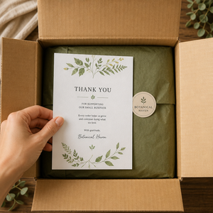 Biglietto di ringraziamento floreale disegnato a mano con logo personalizzato, carta scrivibile pesante da 300 g/m² per set regalo lifestyle, all'ingrosso - Product Image 2