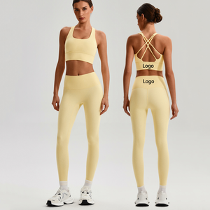 Ensemble <span class=keywords><strong>de</strong></span> yoga sexy pour femme avec logo personnalisé, taille haute, sensation seconde peau, respirant, pour le sport et le fitness – Article en stock - Product Image 1