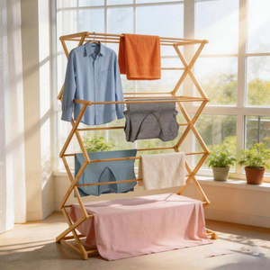 Séchoir à linge en bois multi-niveaux peu encombrant, 6 niveaux, multifonctionnel, grand support de séchage pour vêtements, pour intérieur et <span class=keywords><strong>extérieur</strong></span> - Product Image 2