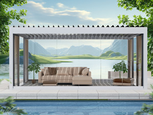 3x3/3x4/6x3/6x4 puerta de cristal a prueba de viento lujo jardín exterior persianas <span class=keywords><strong>Solarium</strong></span> pérgola Solar con Panel Solar para Europa - Product Image 6