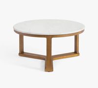 Table basse moderne en bois combiné et table à thé ronde pour salon avec structure métallique, facile à nettoyer, mobilier de maison