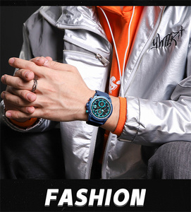 Montres à quartz originales de luxe NAVIFORCE 8033 BEBEBE, bleu, silicone, grand cadran, trois aiguilles, étanches, pour hommes, bracelet en silicone - Product Image 6
