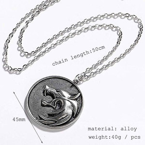 Collana con Ciondolo in Lega di Zinco Retrò del Gioco The <span class=keywords><strong>Witcher</strong></span> 3 <span class=keywords><strong>Wild</strong></span> <span class=keywords><strong>Hunt</strong></span>, Regalo per Fidanzamento e Matrimonio - Product Image 5