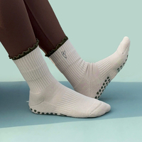 Chaussettes de yoga et de Pilates personnalisées, antidérapantes, longueur cheville, adaptées aux diabétiques, tricotées pour l'automne, avec logo sur le revers, respirantes et écologiques