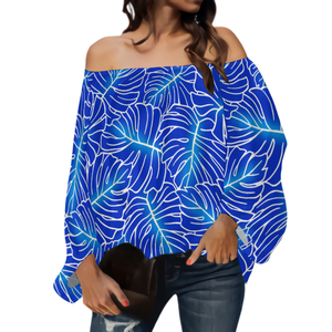 Chemisier en mousseline de soie pour femme, haut décontracté, ample, Sexy, Style Tropical hawaïen, imprimé <span class=keywords><strong>fleurs</strong></span>, épaules dénudées, vente en gros - Product Image 3
