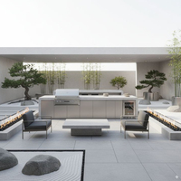 Meuble de cuisine extérieur en aluminium, armoire de barbecue modulaire, îlot BBQ sur mesure, ODM OEM, vente en gros pour villas et complexes hôteliers