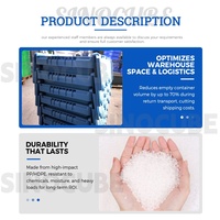 Caisse de transport en plastique Sinocube, empilable, avec couvercle intégré, conteneur de stockage, bac de transport en plastique pour le transport et la livraison