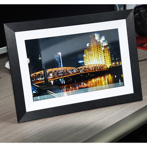 OEM ODM 10.1" Wood Digital Photo Frame <b>LED</b> Wall Touch Screen WiFi <b>Clock</b> Video Playback MP3-Manufacturer's Electric Frames - Product Image 4
