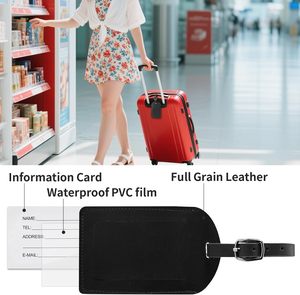 Etiquetas de Equipaje de Cuero Genuino de Primera Calidad al por Mayor, Etiquetas de Equipaje con Patrón Sólido para Maletas, Etiquetas de Identificación y Etiquetas para Bolsos - Product Image 4