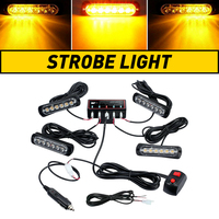 Feu de signalisation clignotant 6 LED 12V 24V jaune ambre pour barres lumineuses, balises, voitures, camions, grilles