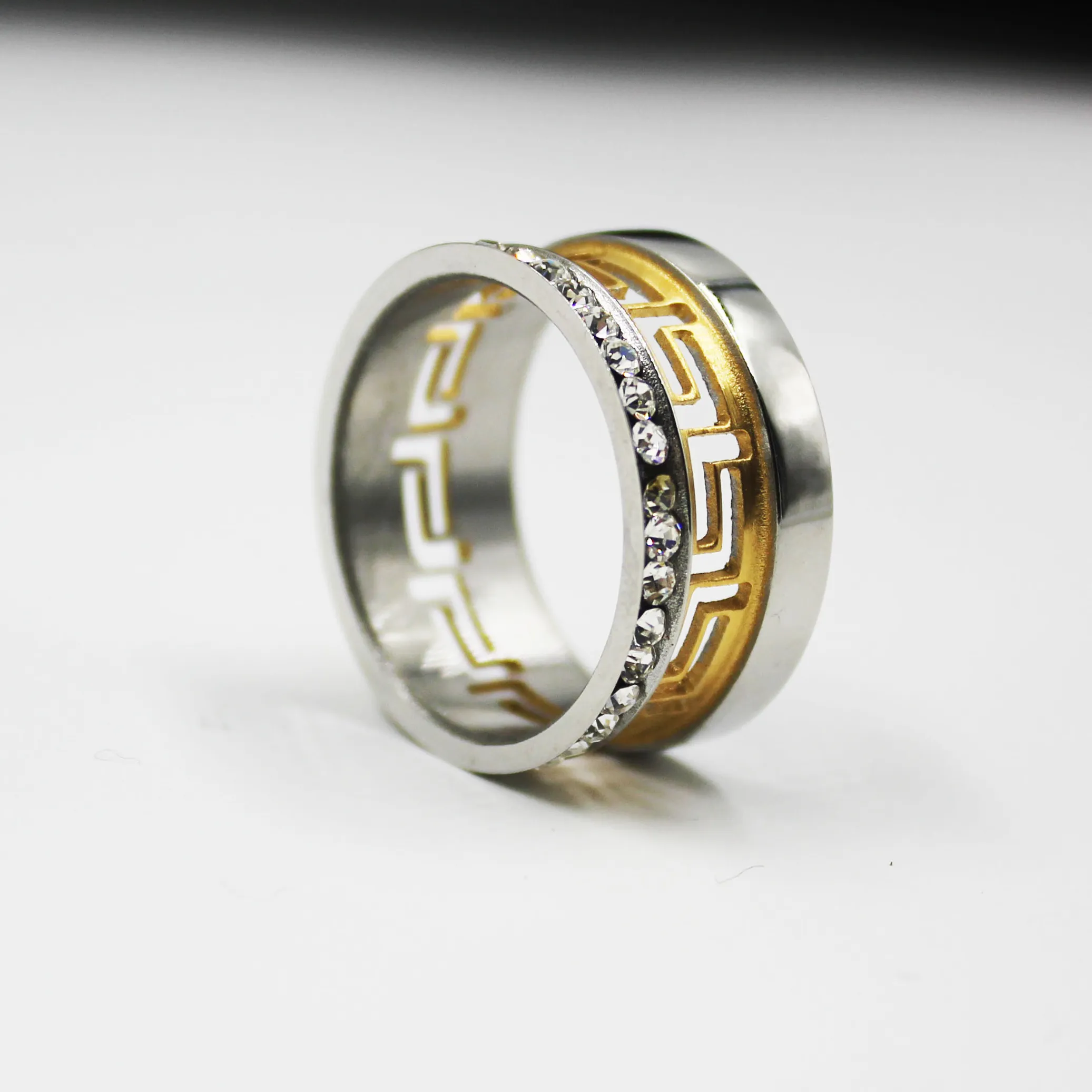 BMZ 316L Acero inoxidable quirúrgico de anillos de compromiso para los hombres de acero inoxidable exótico 3A anillos de piedra hoja de oro grabado anillo hueco