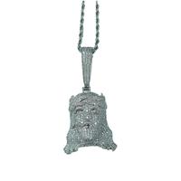 Usine vente chaude or argent métal couleur placage hip hop laiton avec plein bling zircon Jésus tête pendentif collier