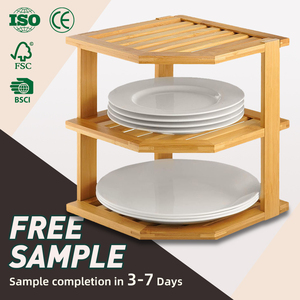 Estante Esquinero de Bambú WDF para Cocina y Baño, Organizador de Especias, Estante de Almacenamiento con Logotipo Impreso, Ahorro de Espacio, Organizador de Platos - Product Image 1